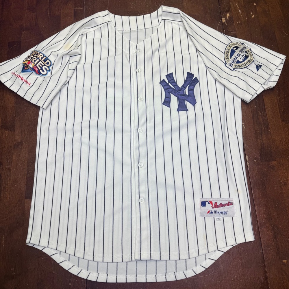 Majestic Baseball Jersey‎ Mens Sz 52 White 2009 World Series Yankees Teixeira 25